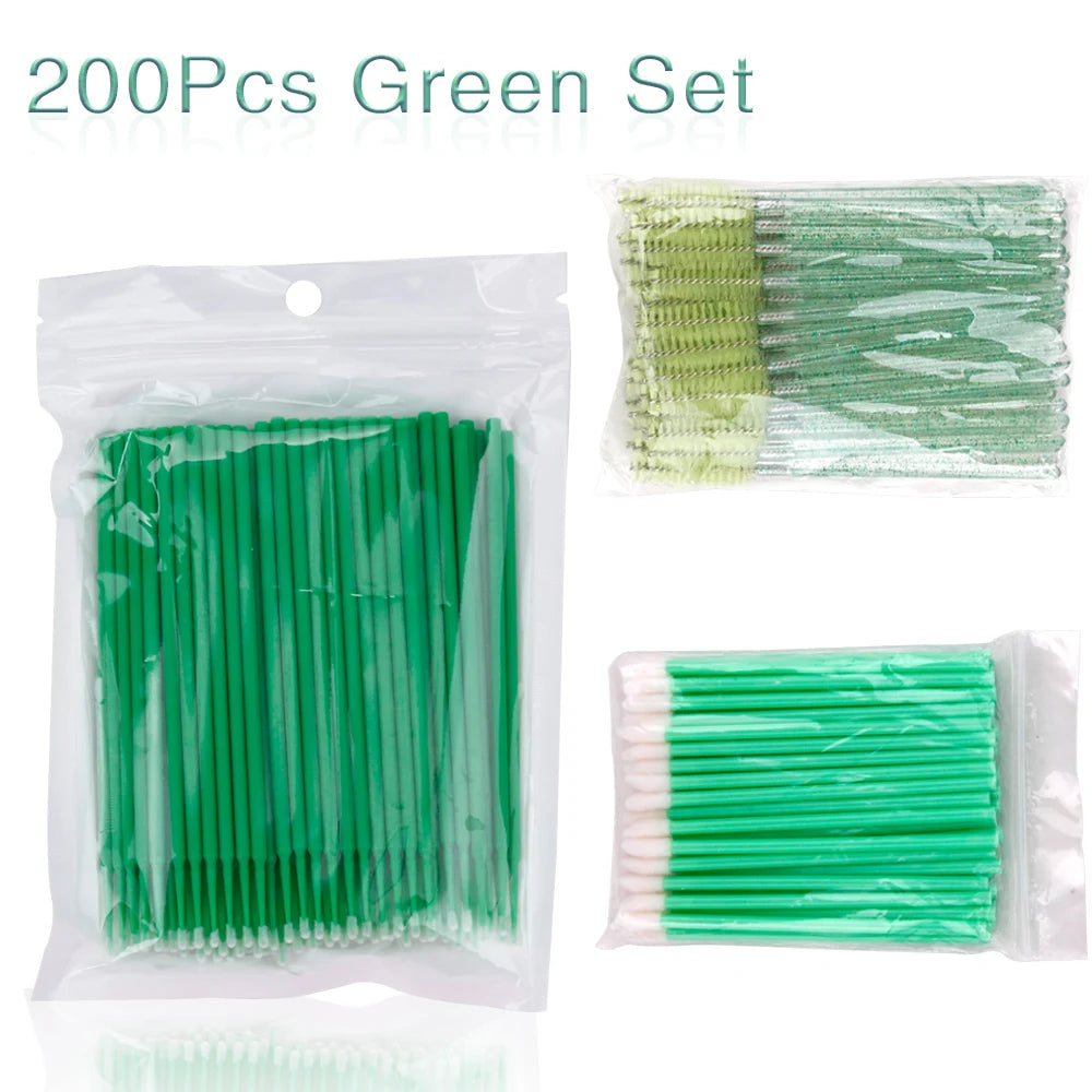 200pcs Disposable Brushes Set Mascara Wands Lip Brushes Microbrush Applicator Swab for Eyelash Extension Eyebrow Makeup Tools