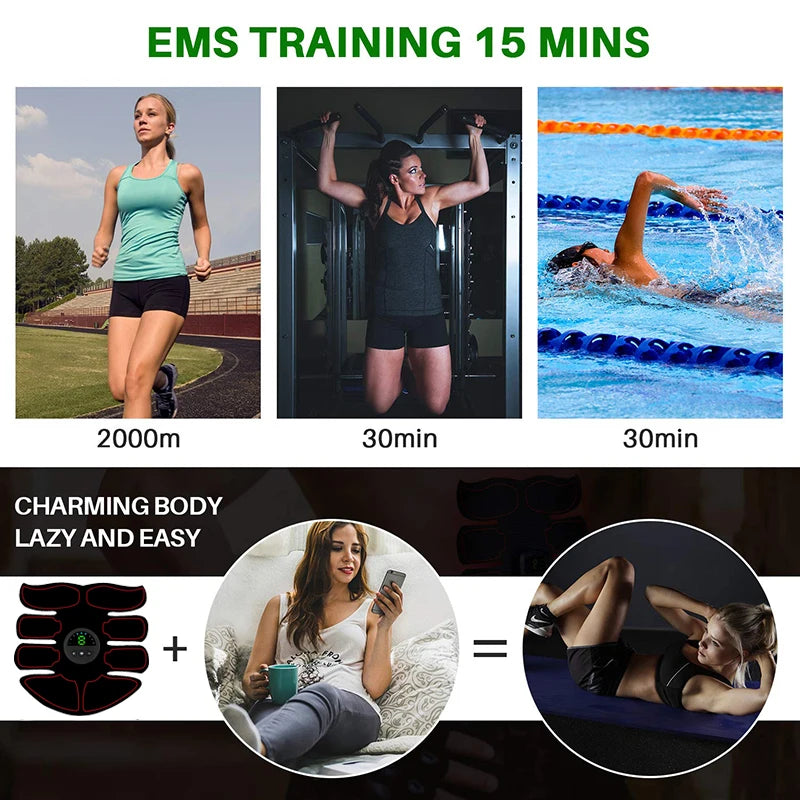 Smart EMS Wireless Muscle Stimulator Fitness Trainer Abdominal Training Electric Weight Loss Stickers Body Slimming Equipment