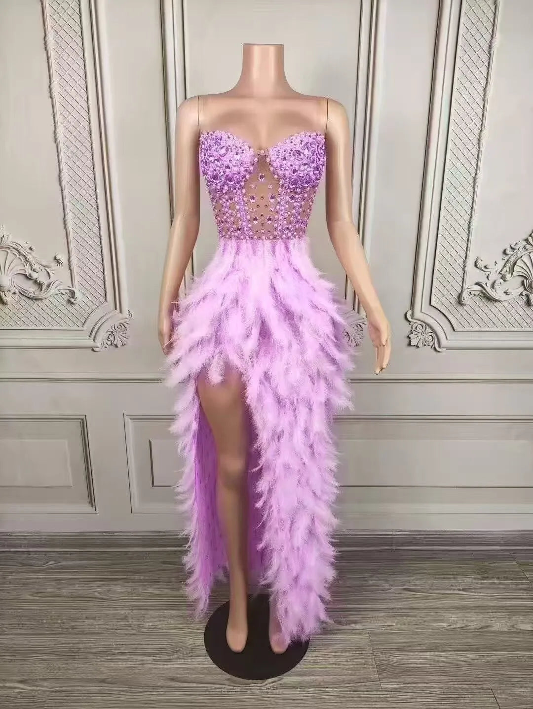 Premium Sense Rhinestone Fishtail Skirt Birthday High-end Light Luxury Dress Music Festival Female Singer Performance Clothes