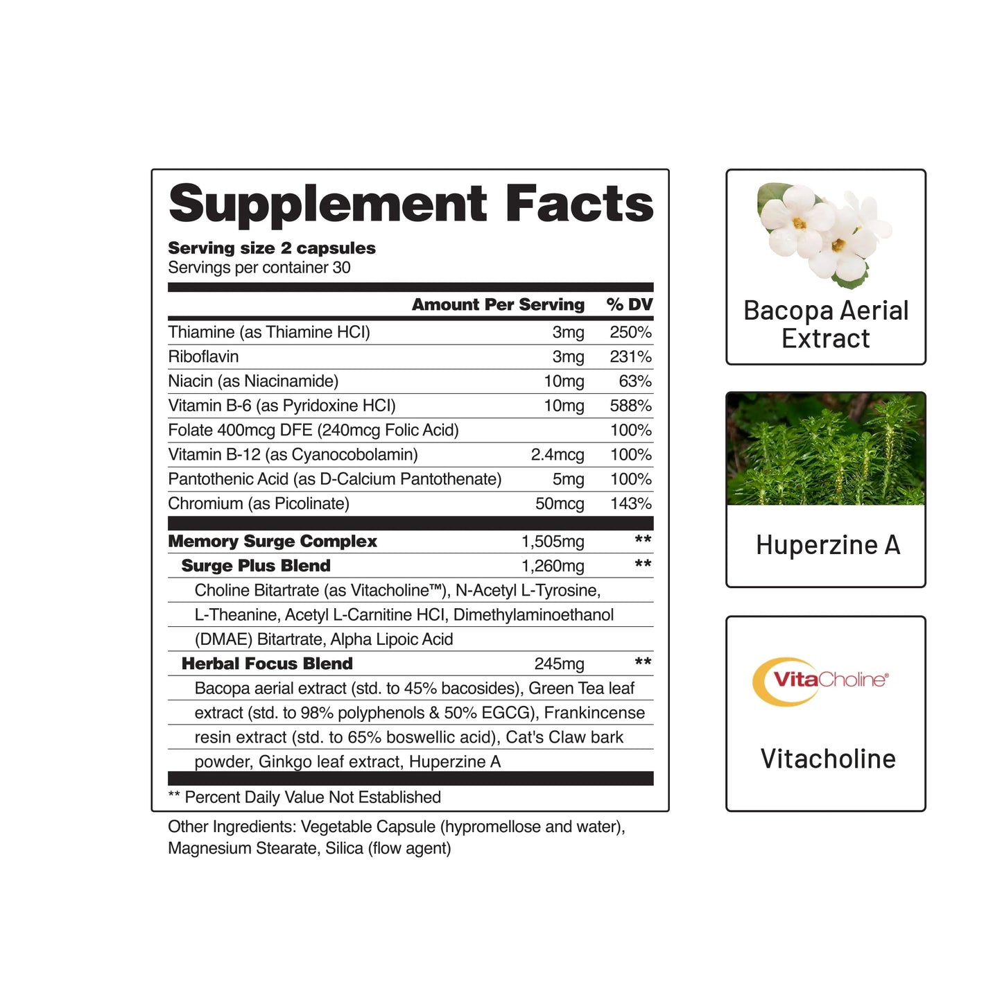 Vitamin B-6, Vitamin B.12 Supplement for Brain Health, Memory & Concentration Support, Brain Supplement, 60 Capsules