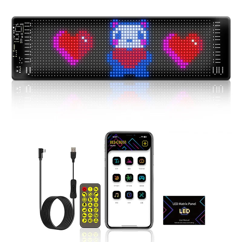 Programmable Flexible LED Matrix Panel Light Scrolling Animation Text Display Bluetooth Car Shop Bar Light Festival Advertising