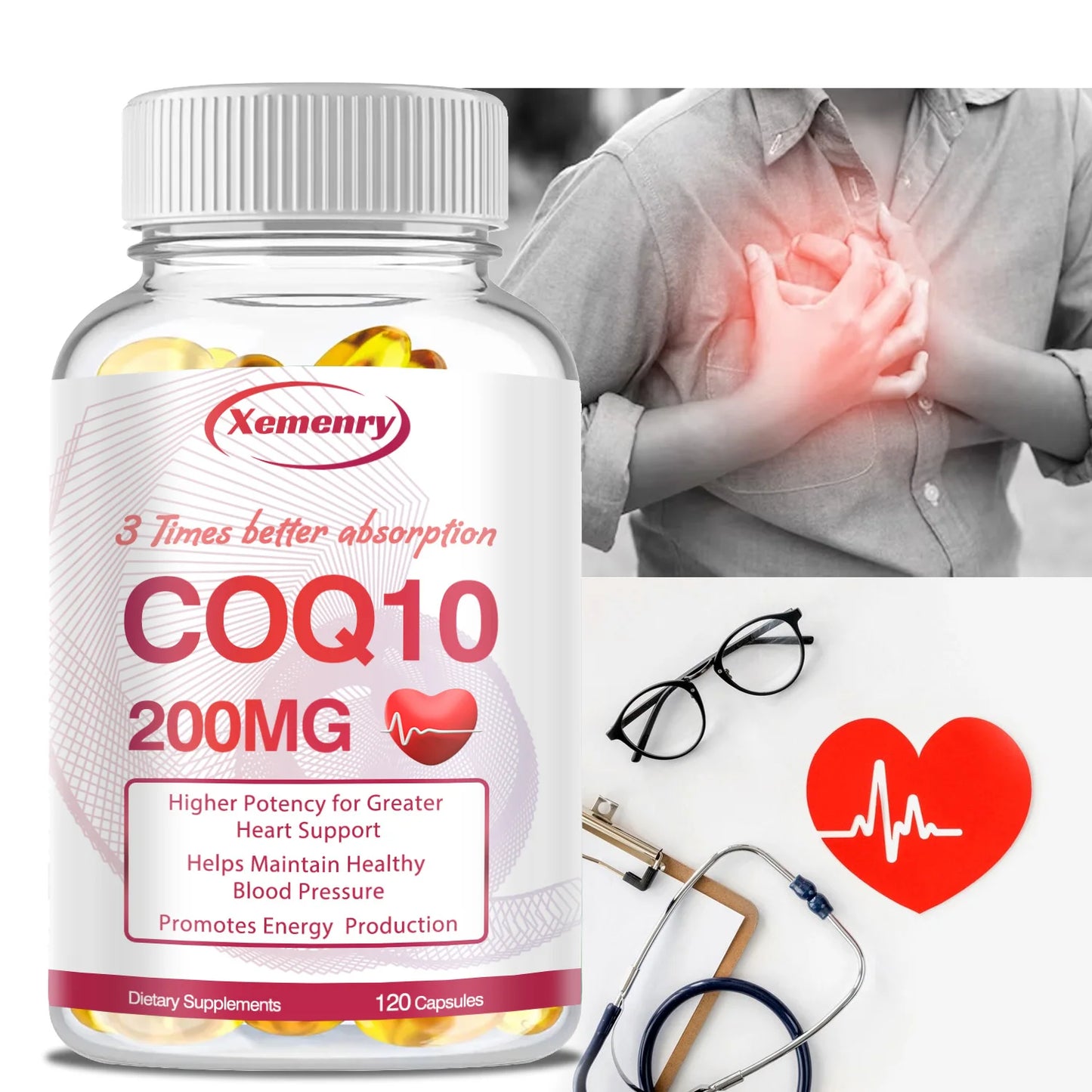 Coenzyme Q10 Supplement 200mg - Antioxidant, Circulation Support, Energy Production, Heart Health - 120 Capsules