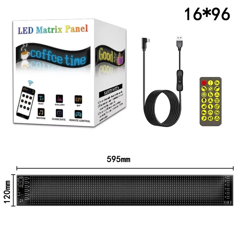 Programmable Flexible LED Matrix Panel Light Scrolling Animation Text Display Bluetooth Car Shop Bar Light Festival Advertising