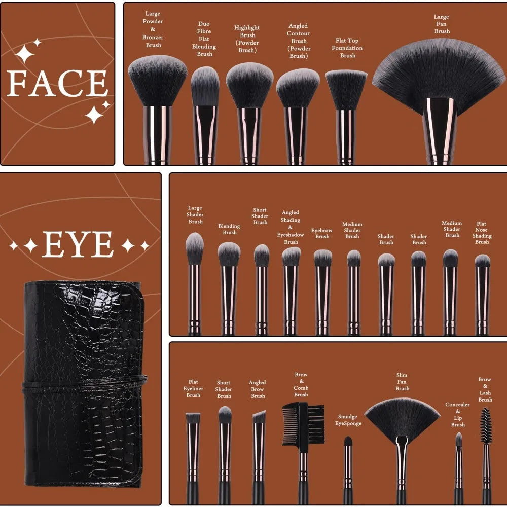 Makeup Brushes 24pcs Makeup Brush Set Premium Synthetic Powder Foundation Contour Blush Concealer Eye Shadow Blending Liner Mak