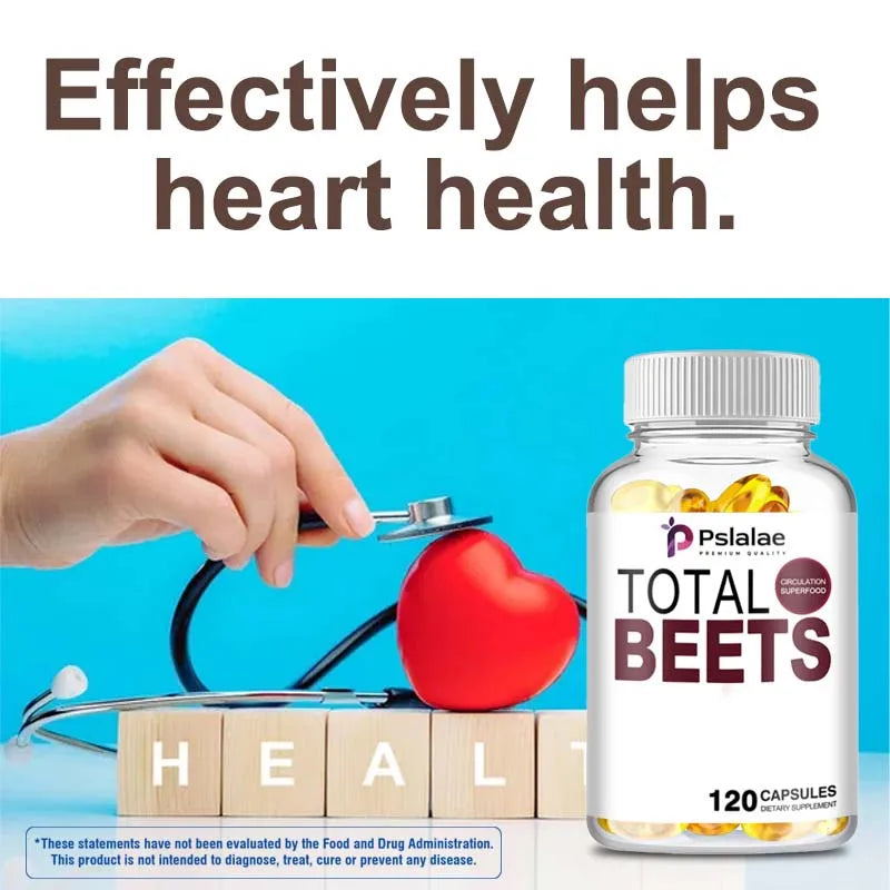 Total Beet Supplement - Promotes Circulation And Blood Flow, Heart Health - 120 Capsules