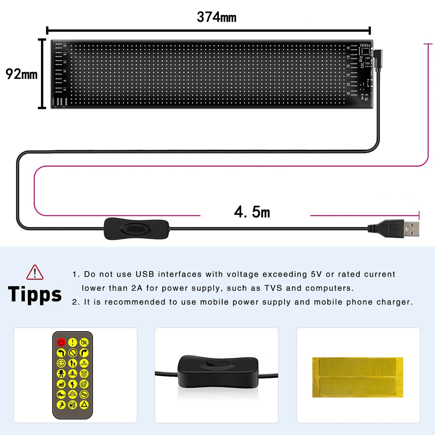 LED Sign Matrix Pixel Panel Scrolling Bright Led Eyes For Truck Signboard Flexible USB LED Car Sign Bluetooth App DIY Control