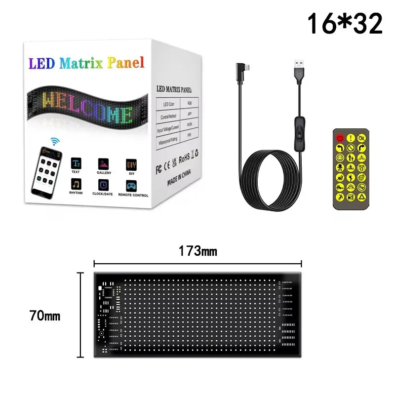 Programmable Flexible LED Matrix Panel Light Scrolling Animation Text Display Bluetooth Car Shop Bar Light Festival Advertising