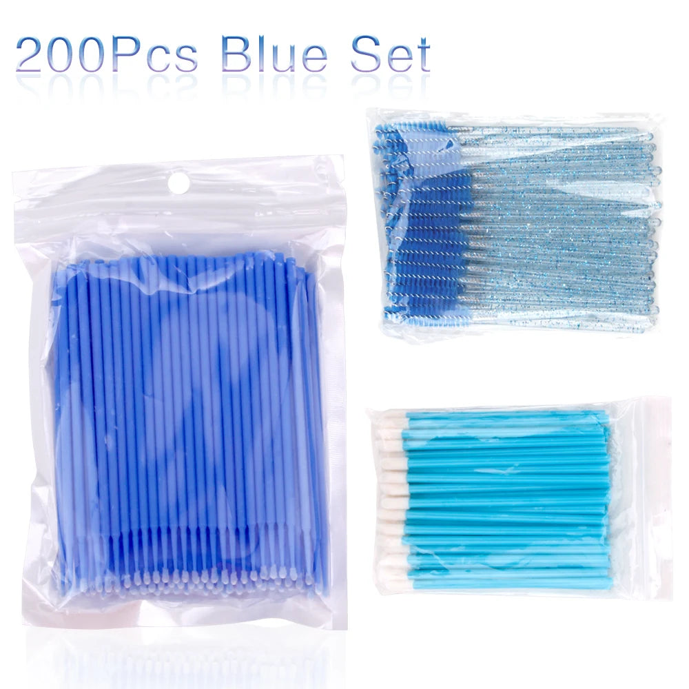 200pcs Disposable Brushes Set Mascara Wands Lip Brushes Microbrush Applicator Swab for Eyelash Extension Eyebrow Makeup Tools
