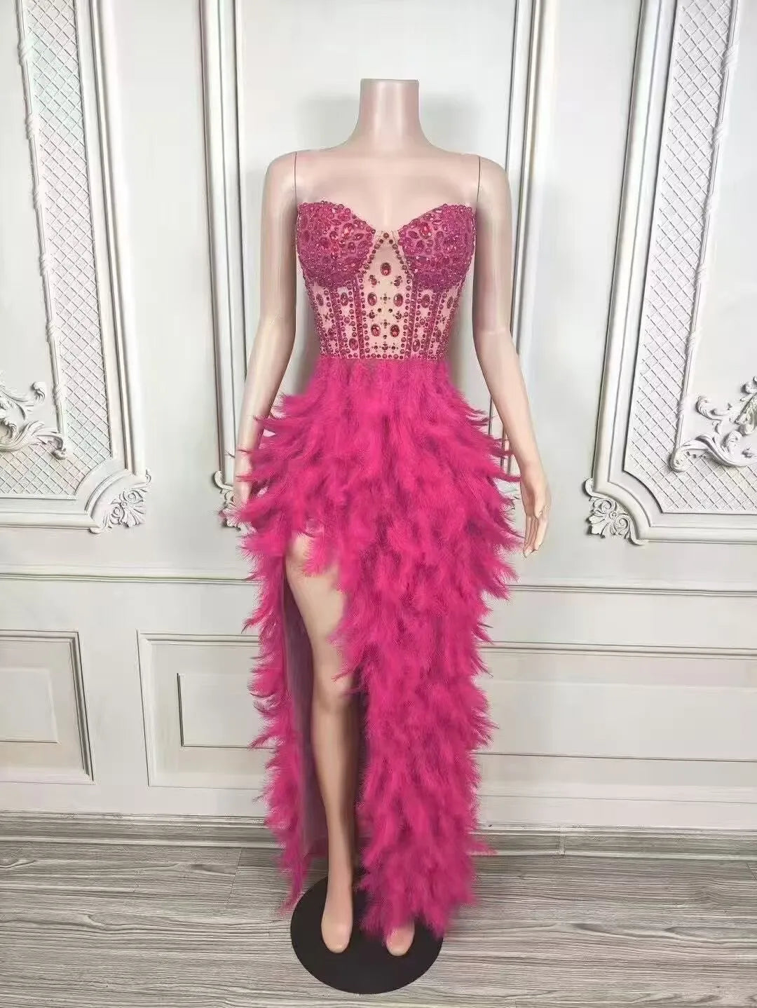 Premium Sense Rhinestone Fishtail Skirt Birthday High-end Light Luxury Dress Music Festival Female Singer Performance Clothes