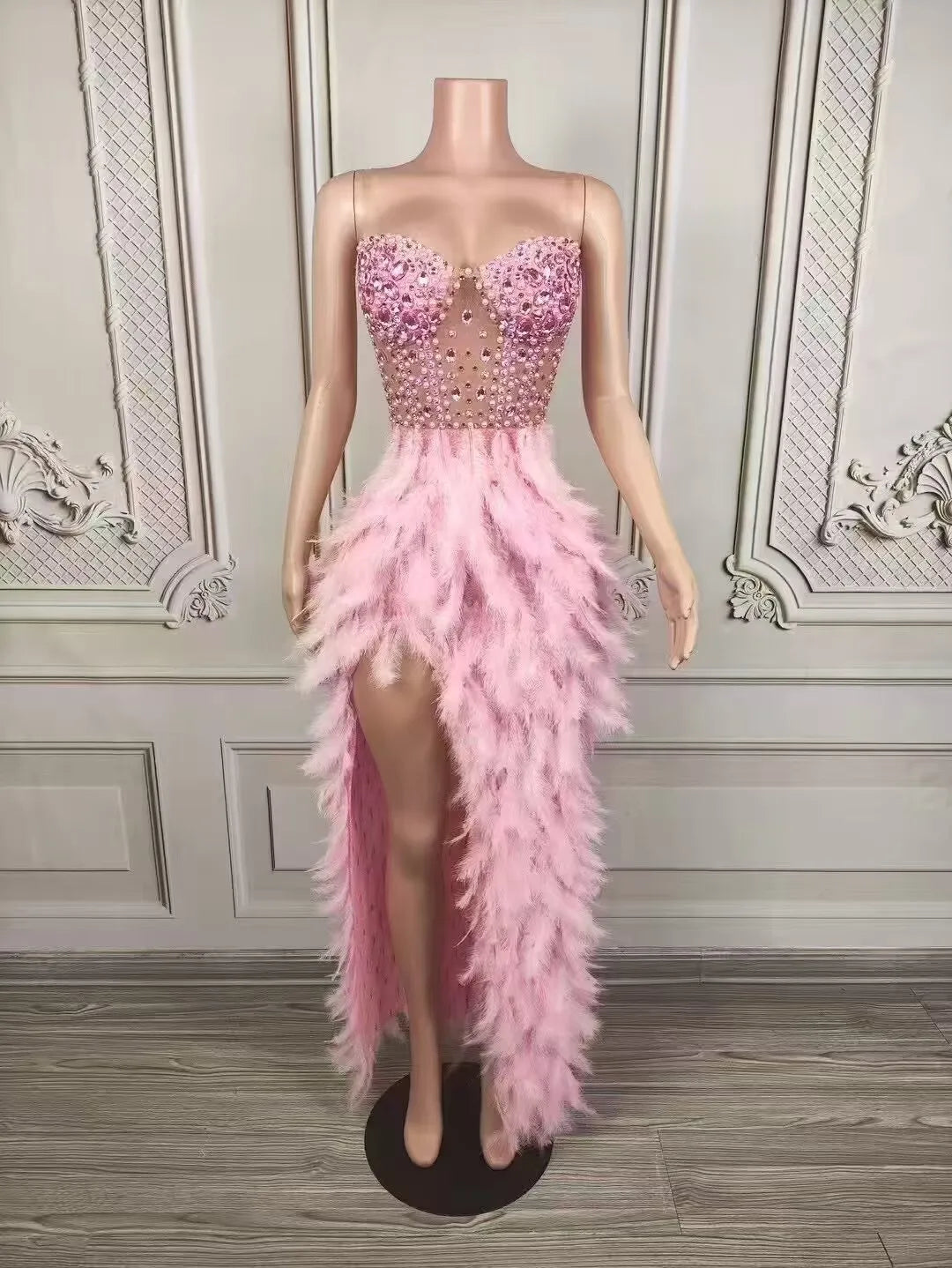 Premium Sense Rhinestone Fishtail Skirt Birthday High-end Light Luxury Dress Music Festival Female Singer Performance Clothes