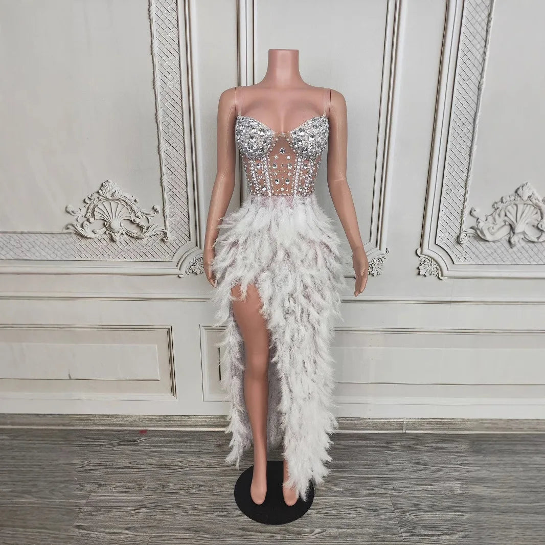 Premium Sense Rhinestone Fishtail Skirt Birthday High-end Light Luxury Dress Music Festival Female Singer Performance Clothes
