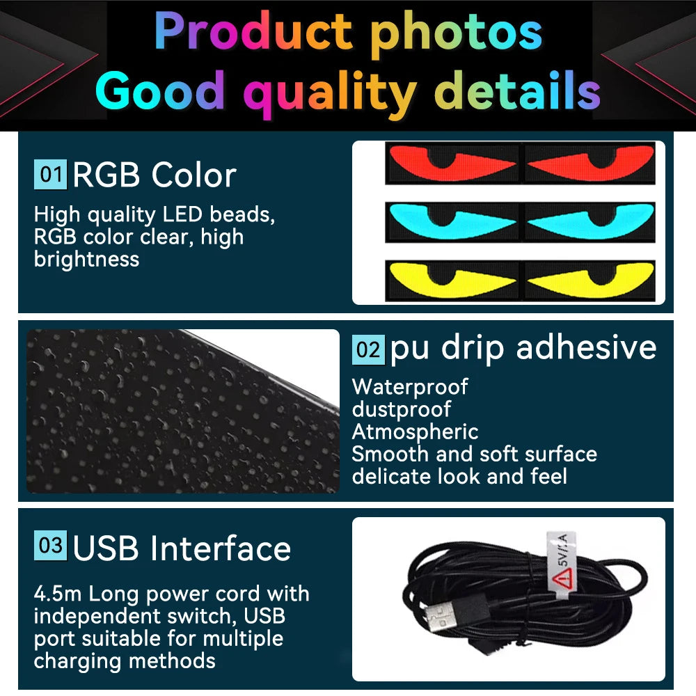 Programmable Flexible LED Matrix Panel Light Scrolling Animation Text Display Bluetooth Car Shop Bar Light Festival Advertising