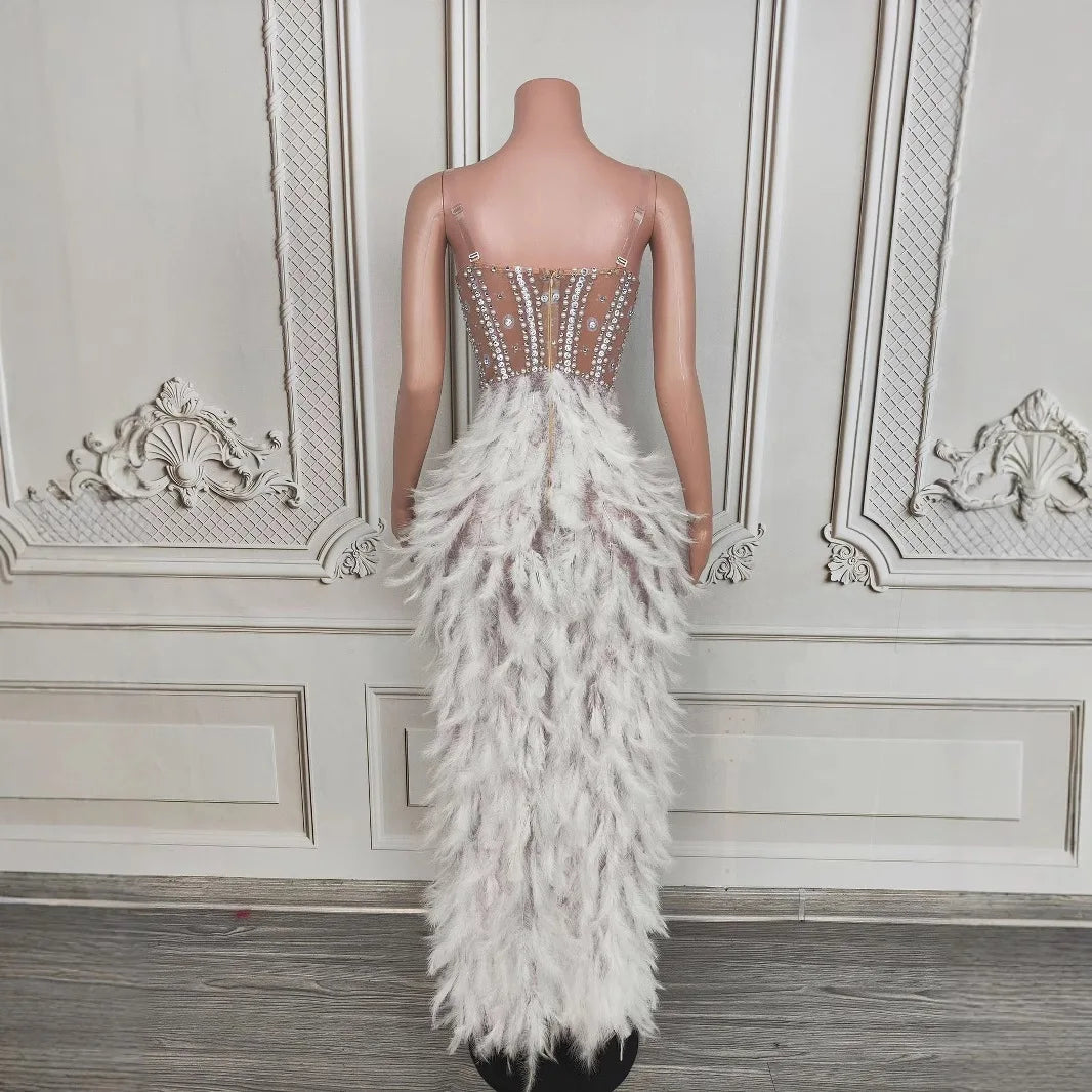 Premium Sense Rhinestone Fishtail Skirt Birthday High-end Light Luxury Dress Music Festival Female Singer Performance Clothes