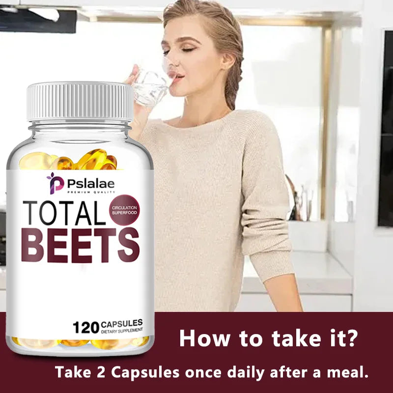 Total Beet Supplement - Promotes Circulation And Blood Flow, Heart Health - 120 Capsules