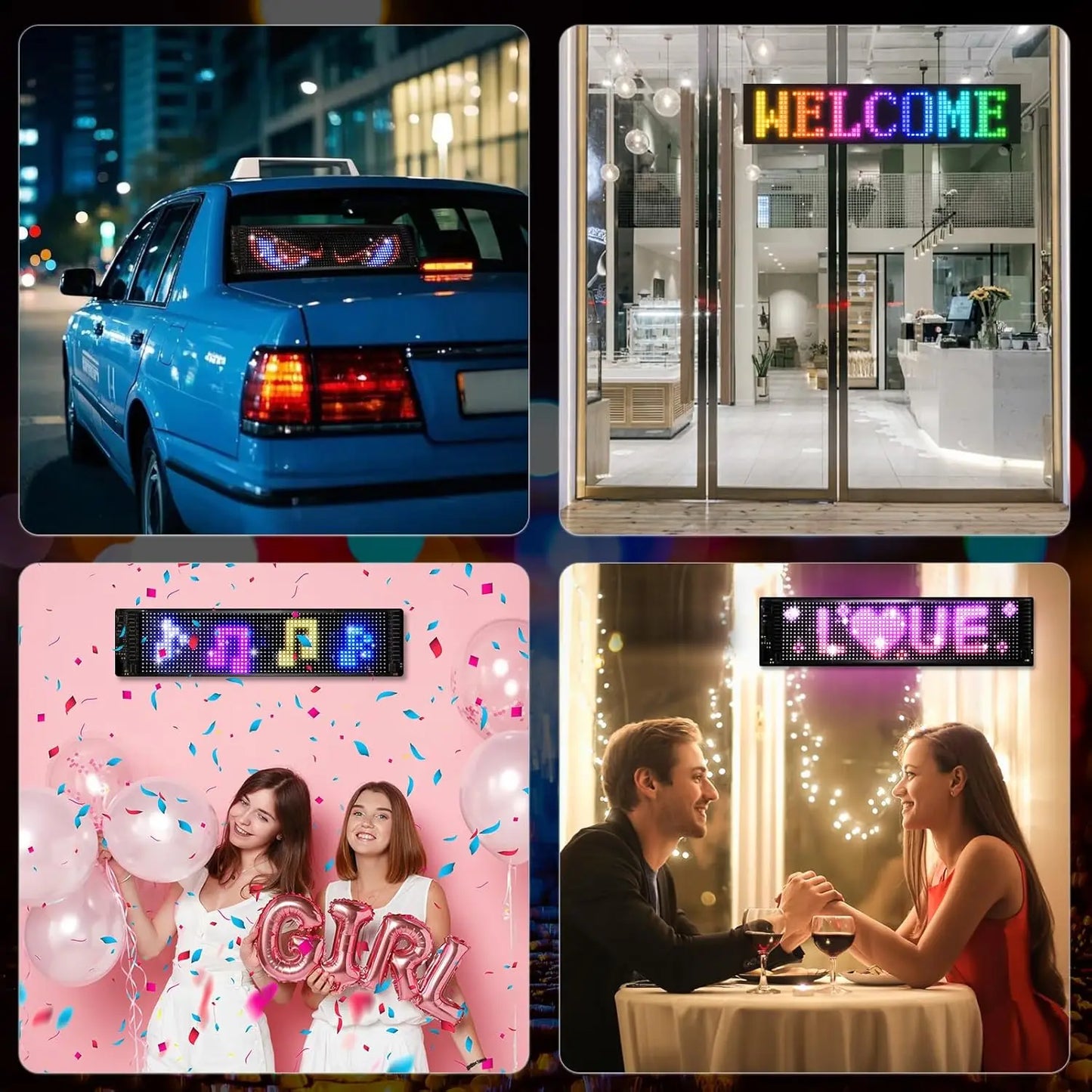 LED Sign Matrix Pixel Panel Scrolling Bright Led Eyes For Truck Signboard Flexible USB LED Car Sign Bluetooth App DIY Control