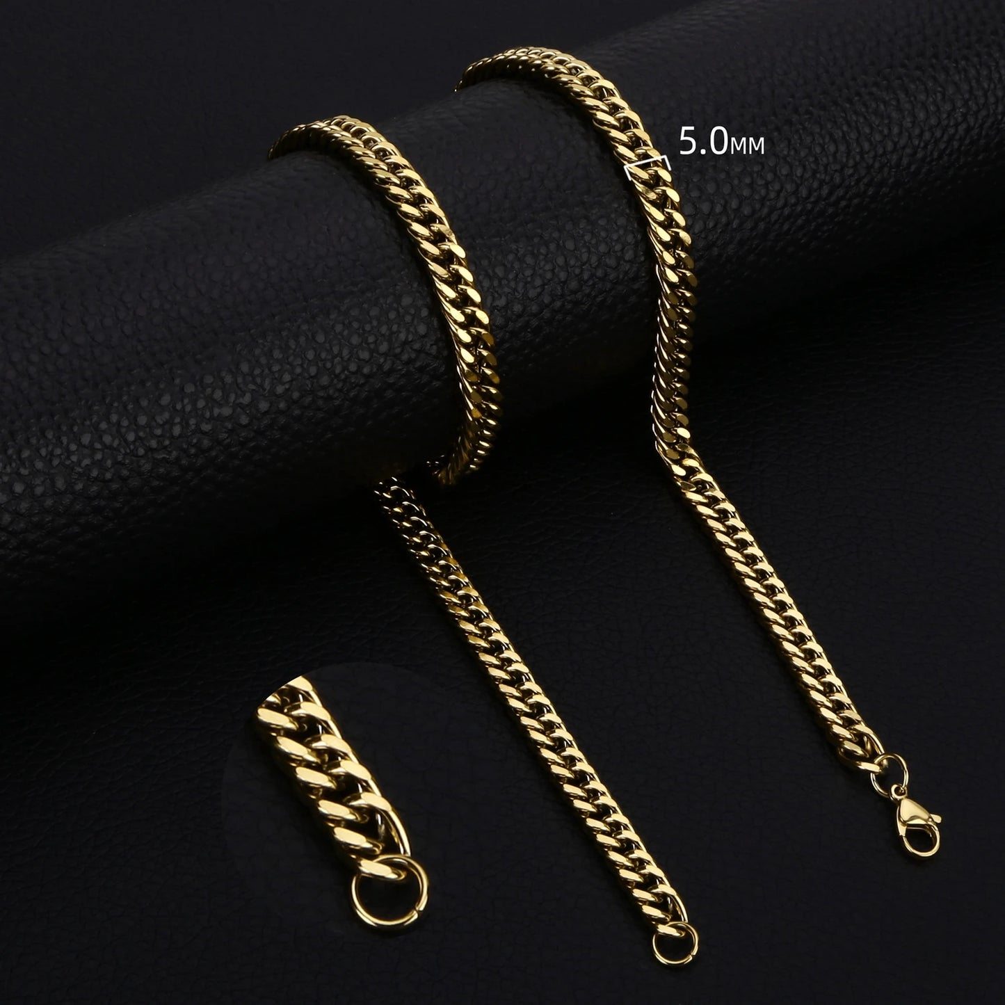 Stainless Steel Cuban Chain Necklaces For Men Women 3.5MM 5MM 7MM Black Gold Color Solid Curb Link Chain Punk Fashion Jewelry