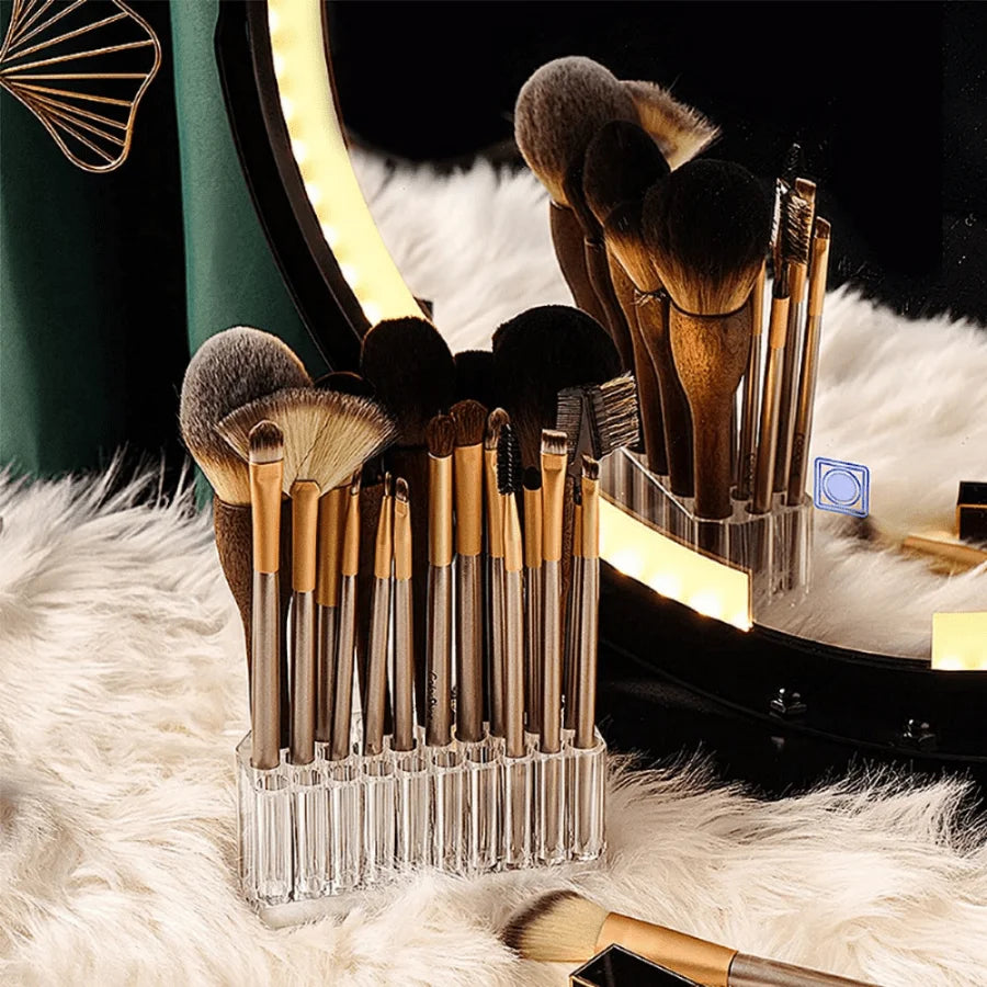 26 Hole Makeup Brush Holder That Easily Accommodates Makeup Brushes, Eyeliners, Lipsticks and Other Makeup Tools