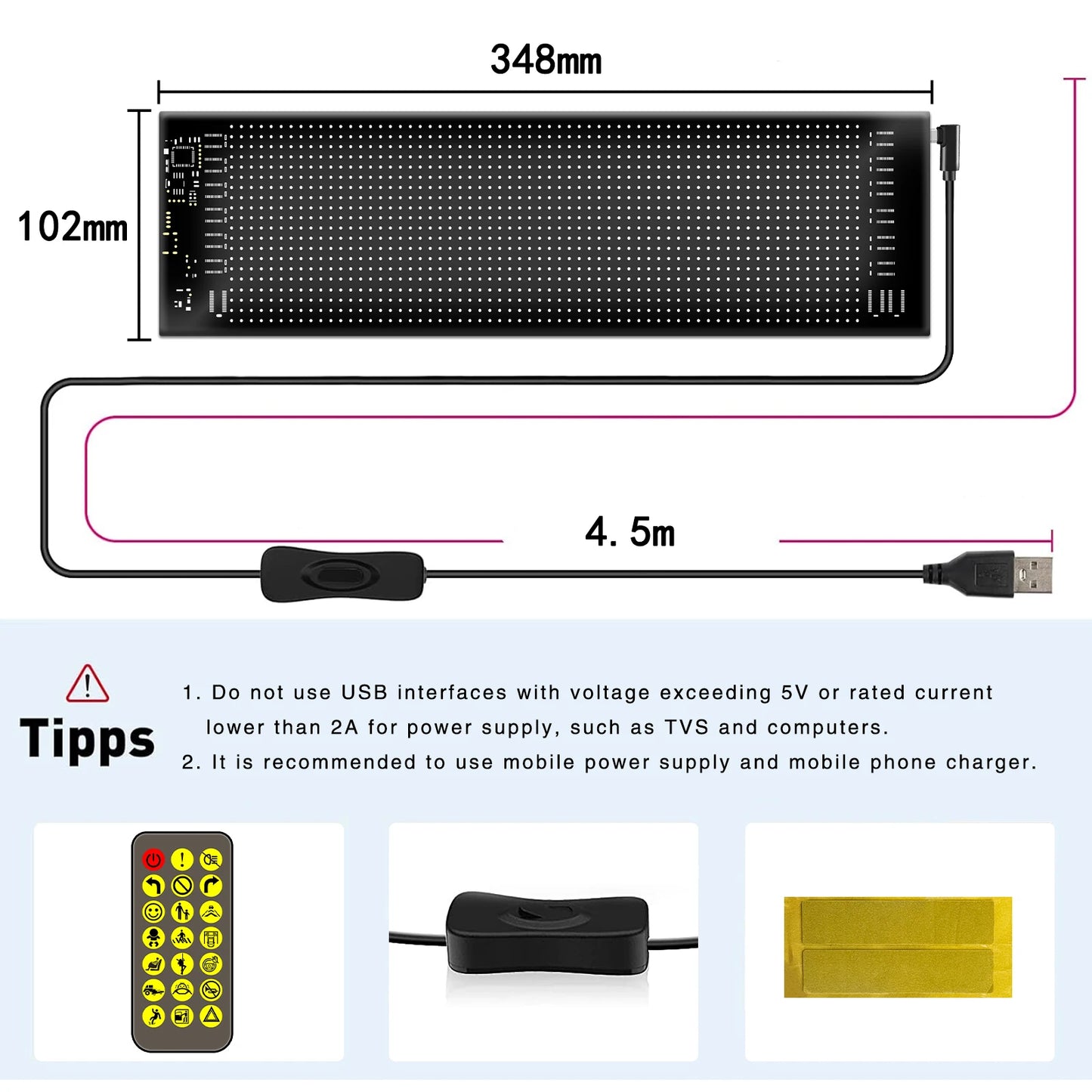 LED Sign Matrix Pixel Panel Scrolling Bright Led Eyes For Truck Signboard Flexible USB LED Car Sign Bluetooth App DIY Control