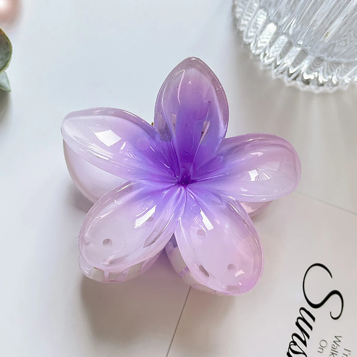Gradient Frangipani Hair Clip Plumeria Hairpin Ins Style Ponytail Holder Barrette Sweet Shark Claws Party Hair Accessories