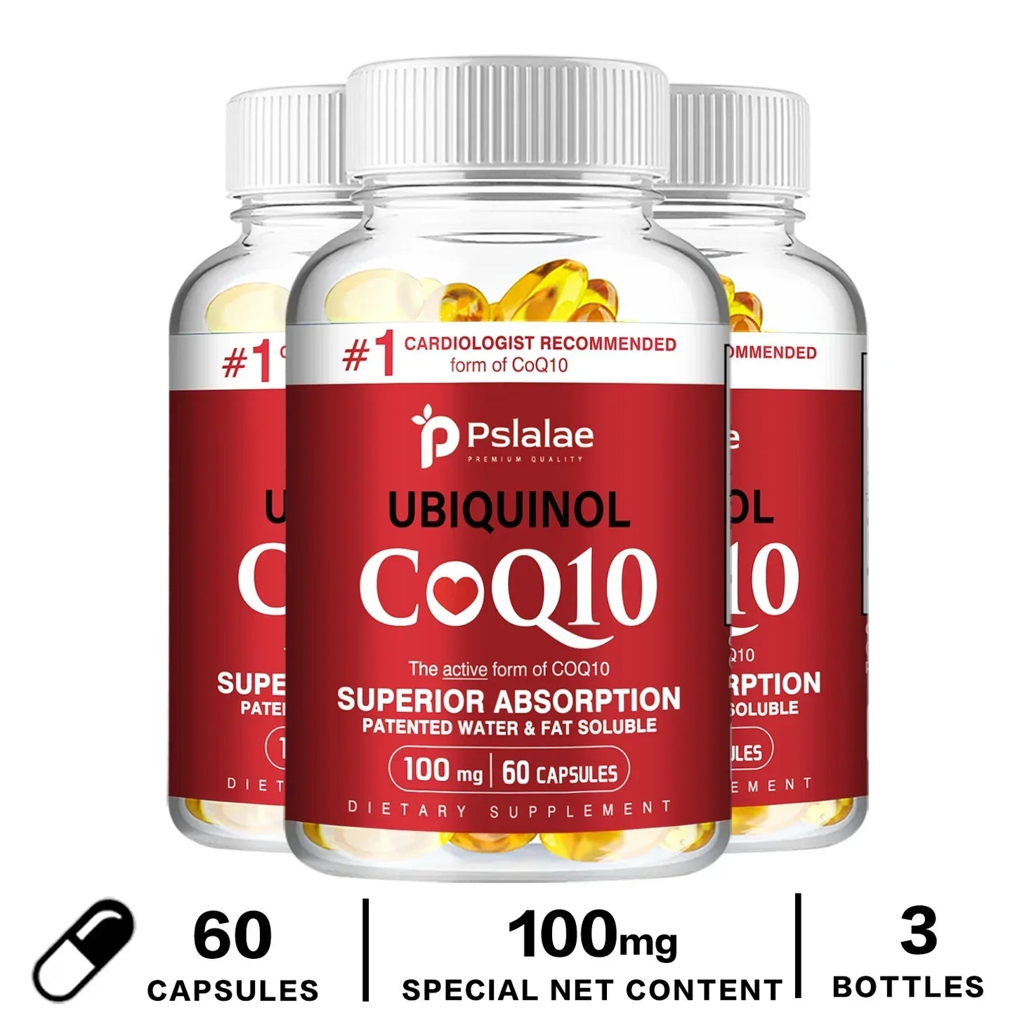 CoQ10 Capsules 100mg - Heart Healthy & Anti-Aging, Cardiovascular & Energy Supplement - Gluten Free, Non-GMOSupplements