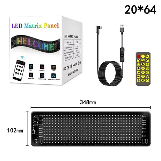 Programmable Flexible LED Matrix Panel Light Scrolling Animation Text Display Bluetooth Car Shop Bar Light Festival Advertising