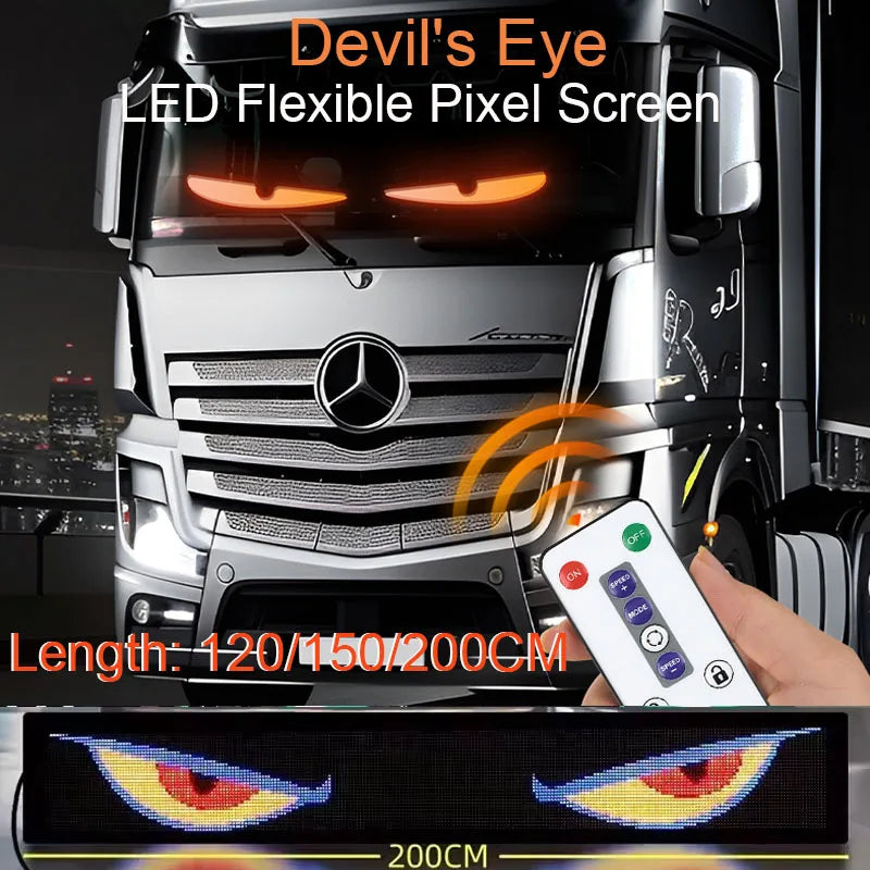 Car Truck Sign Board Devil's Eye Scrolling Animation LED Matrix Pixel Panel Remote Control LED Display Light Windshield Decor