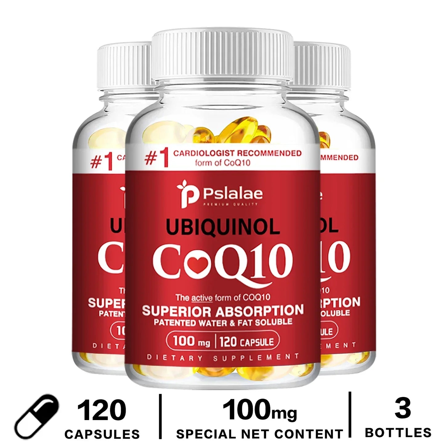 CoQ10 Capsules 100mg - Heart Healthy & Anti-Aging, Cardiovascular & Energy Supplement - Gluten Free, Non-GMOSupplements