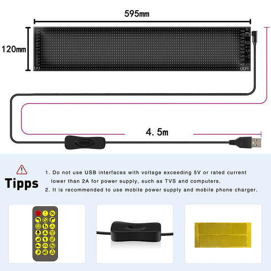 LED Sign Matrix Pixel Panel Scrolling Bright Led Eyes For Truck Signboard Flexible USB LED Car Sign Bluetooth App DIY Control