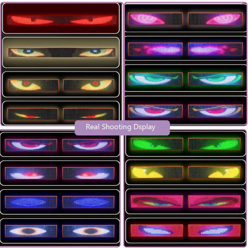 Car Truck Sign Board Devil's Eye Scrolling Animation LED Matrix Pixel Panel Remote Control LED Display Light Windshield Decor