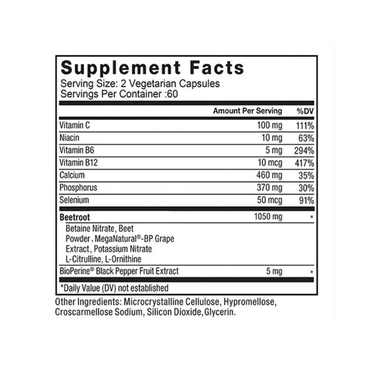 Total Beet Supplement - Promotes Circulation And Blood Flow, Heart Health - 120 Capsules